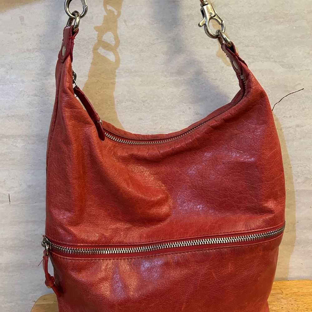 HOBO Vibrant Red Leather Hobo Bag
